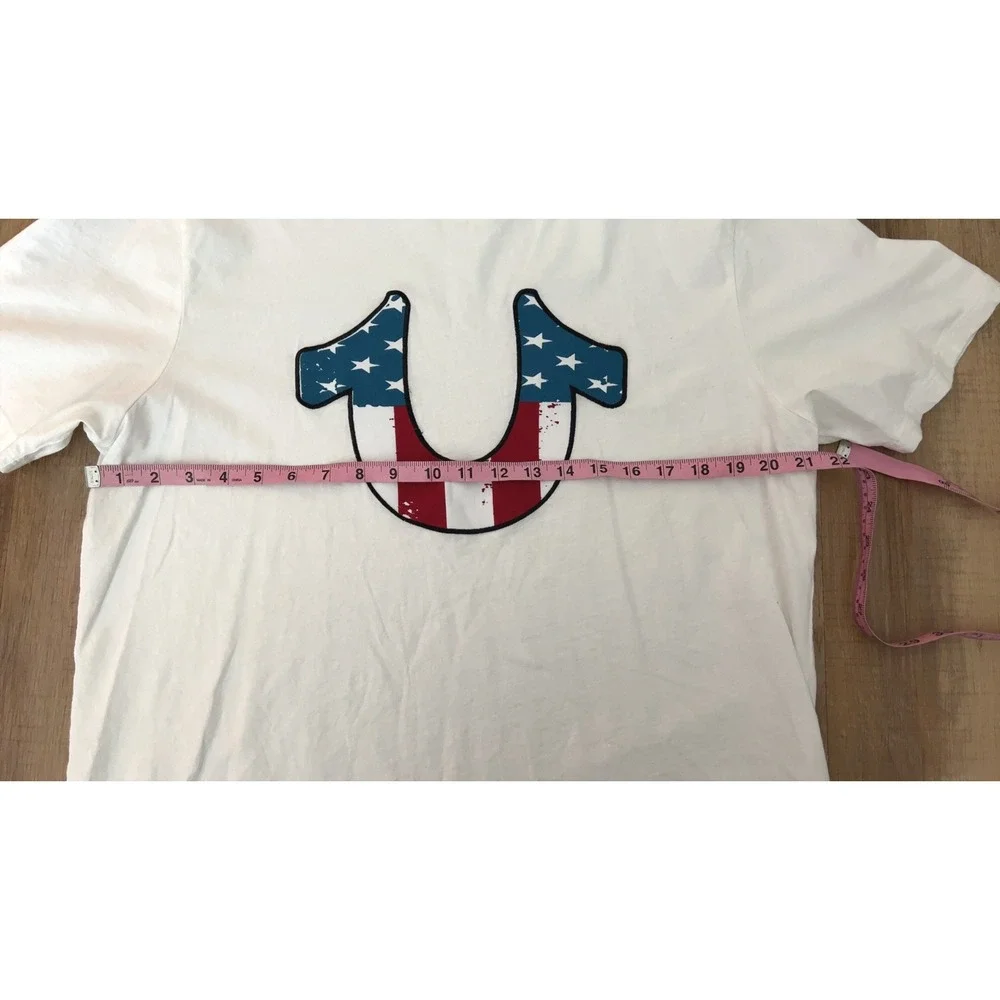 True Religion Men's Patriot U Horseshoe Logo Tee T-Shirt in White SZ: XL
